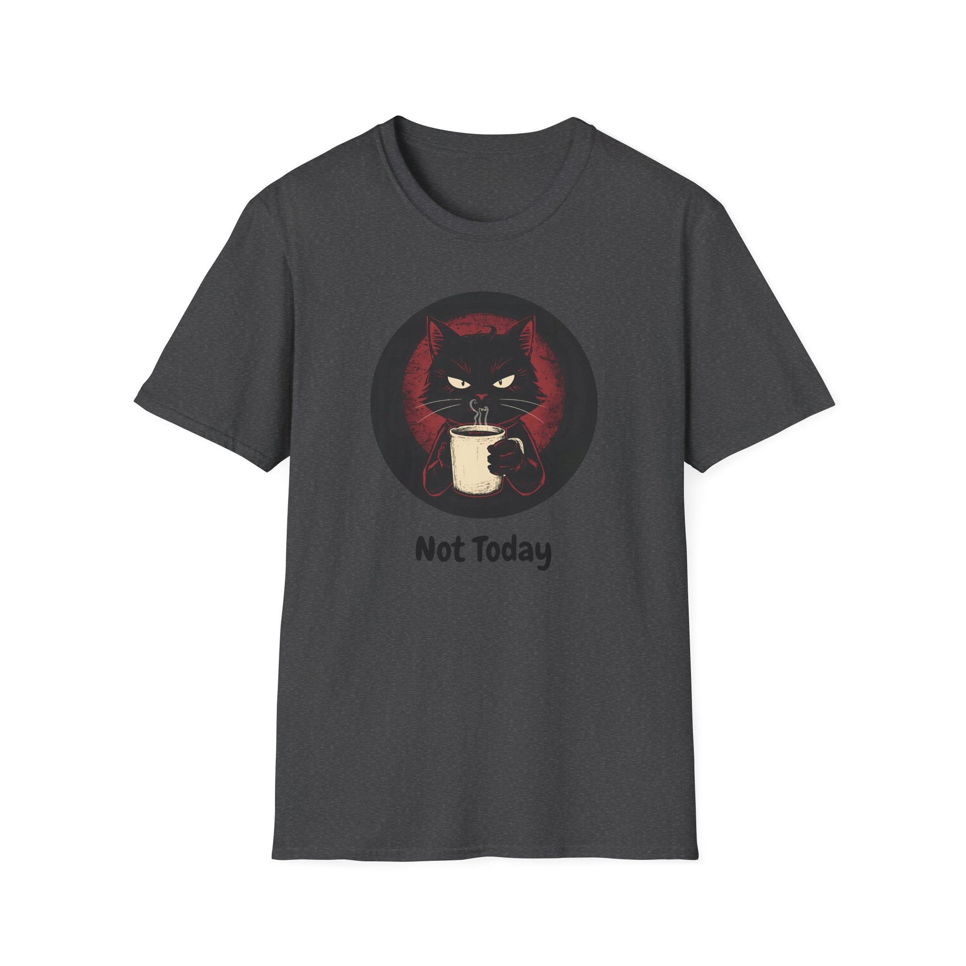 Not Today Cat T-Shirt - Grumpy Cat with Attitude in Dark Heather