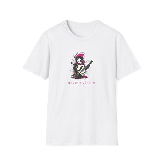 Too Cold To Give A Fck T-Shirt – Punk Penguin Grunge Cartoon Tee