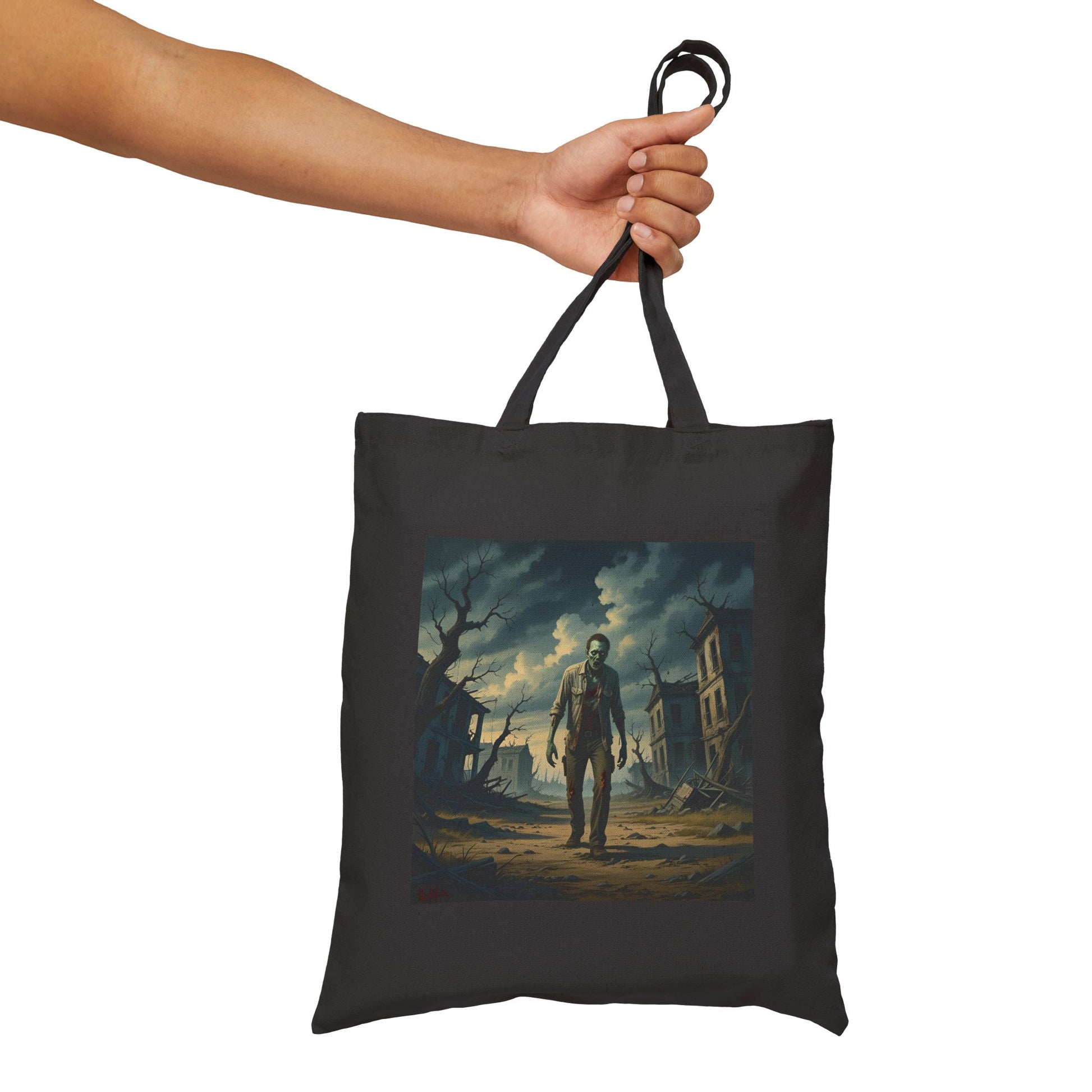 Last Man Standing – Zombie Wasteland Tote Bag in Black