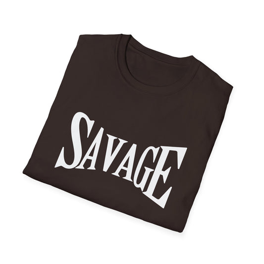 SAVAGE (White Edition) T-Shirt on Dark Chocolate - Folded