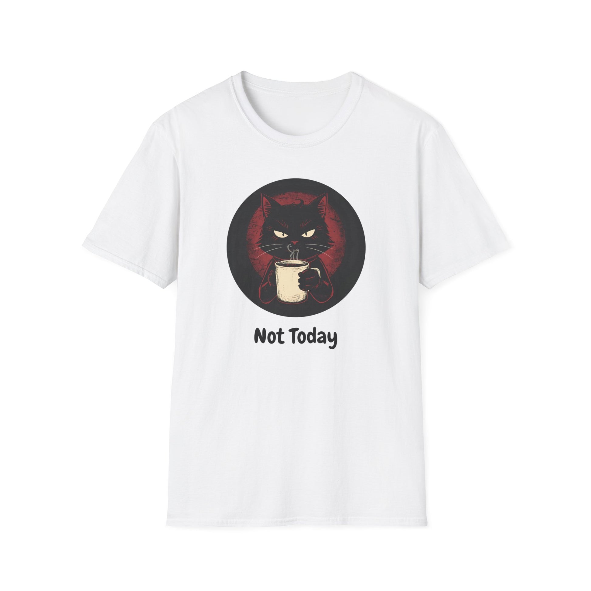 Not Today Cat T-Shirt - Grumpy Cat with Attitude in White