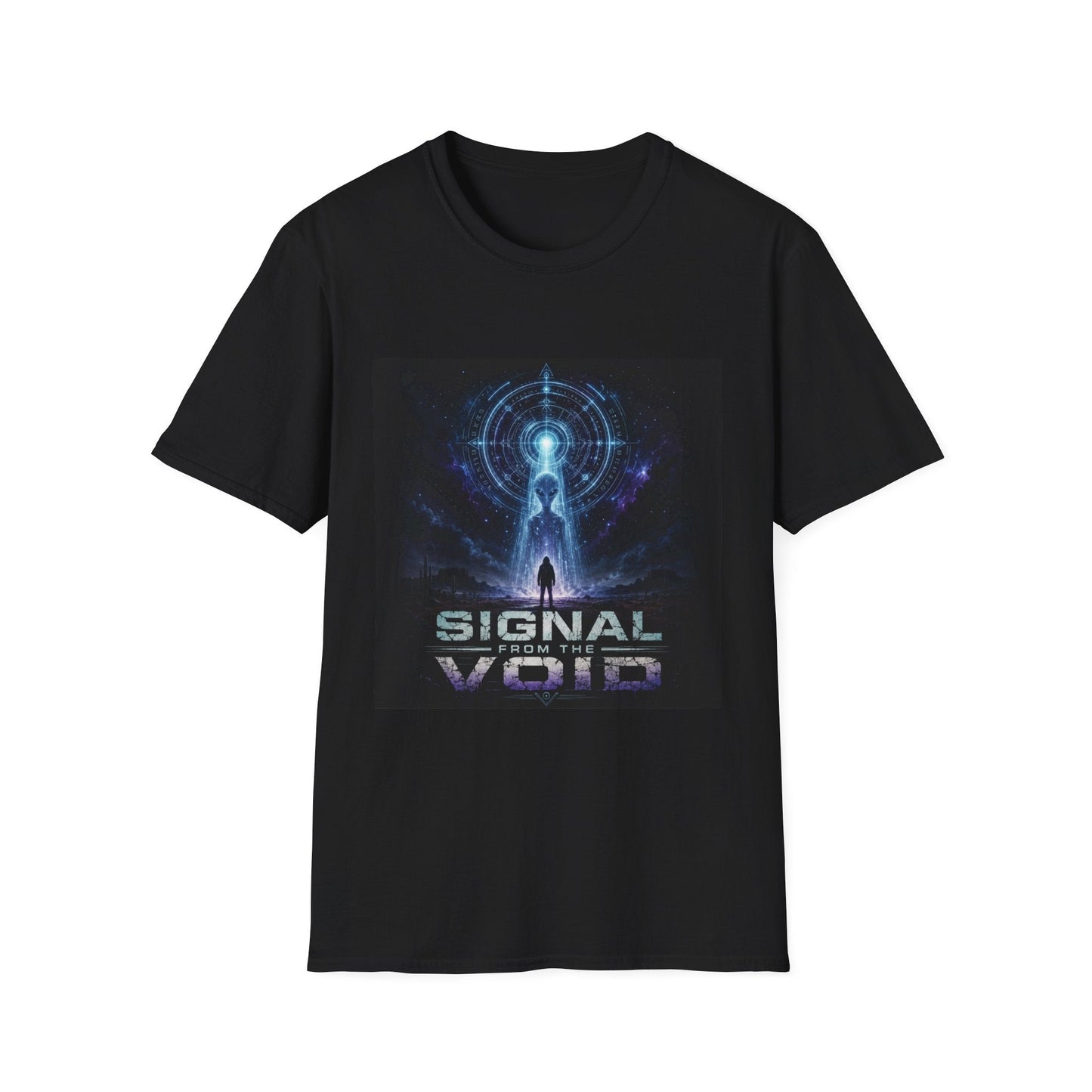 Signal from the Void T-Shirt in black featuring mysterious alien-inspired sci-fi artwork