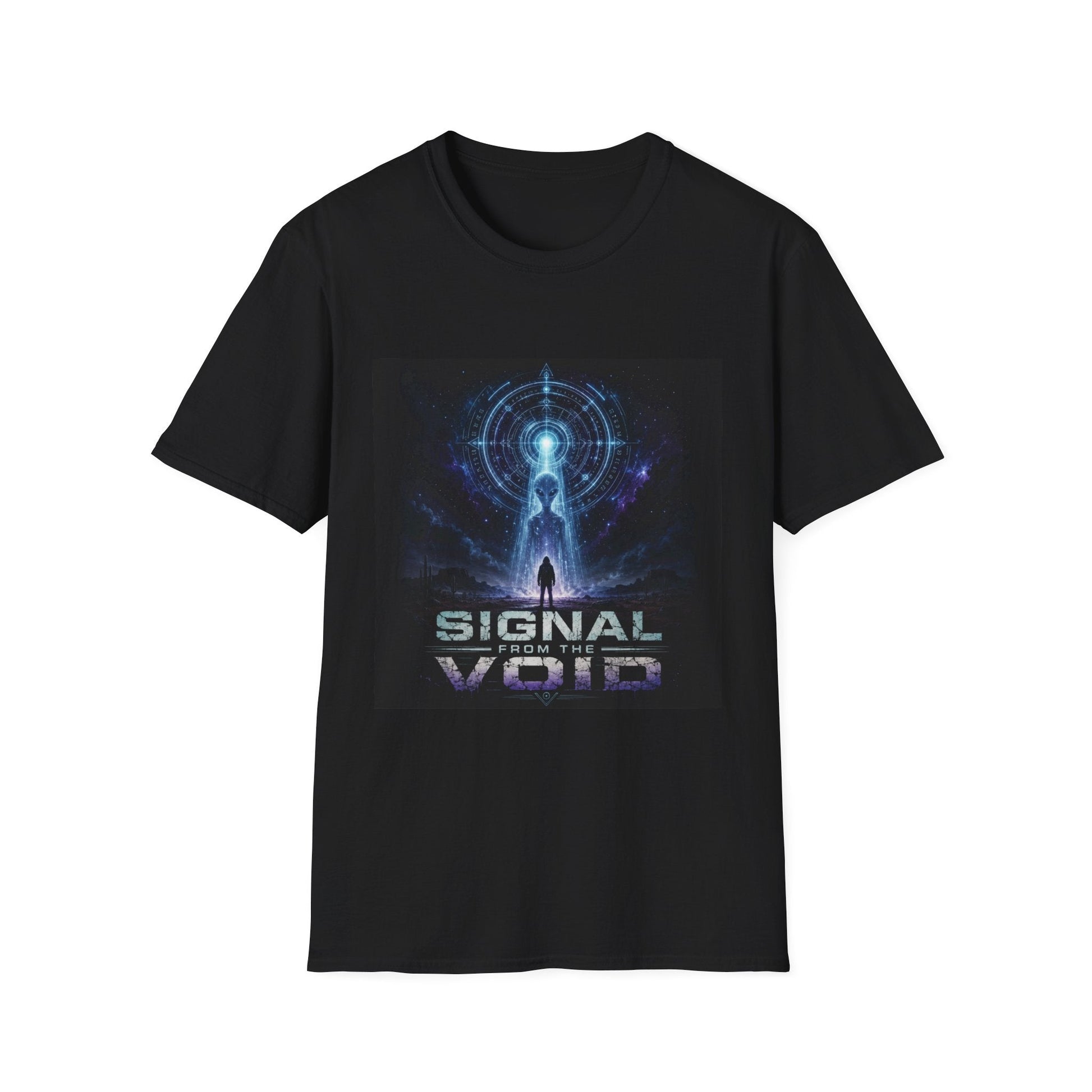 Signal from the Void T-Shirt in black featuring mysterious alien-inspired sci-fi artwork