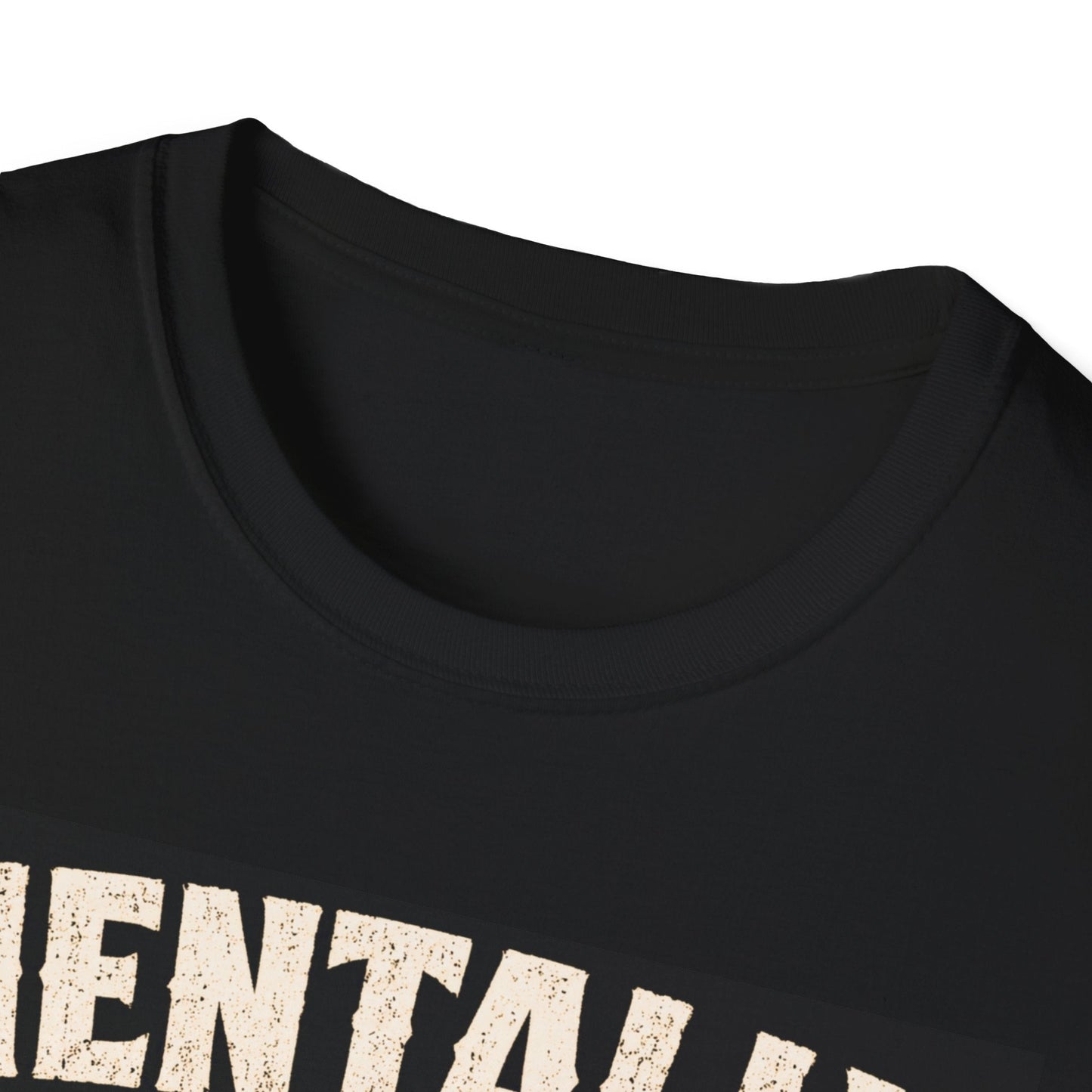 Close-up neckline image of the Mentally on Boxing Day Santa Christmas T-Shirt in black 