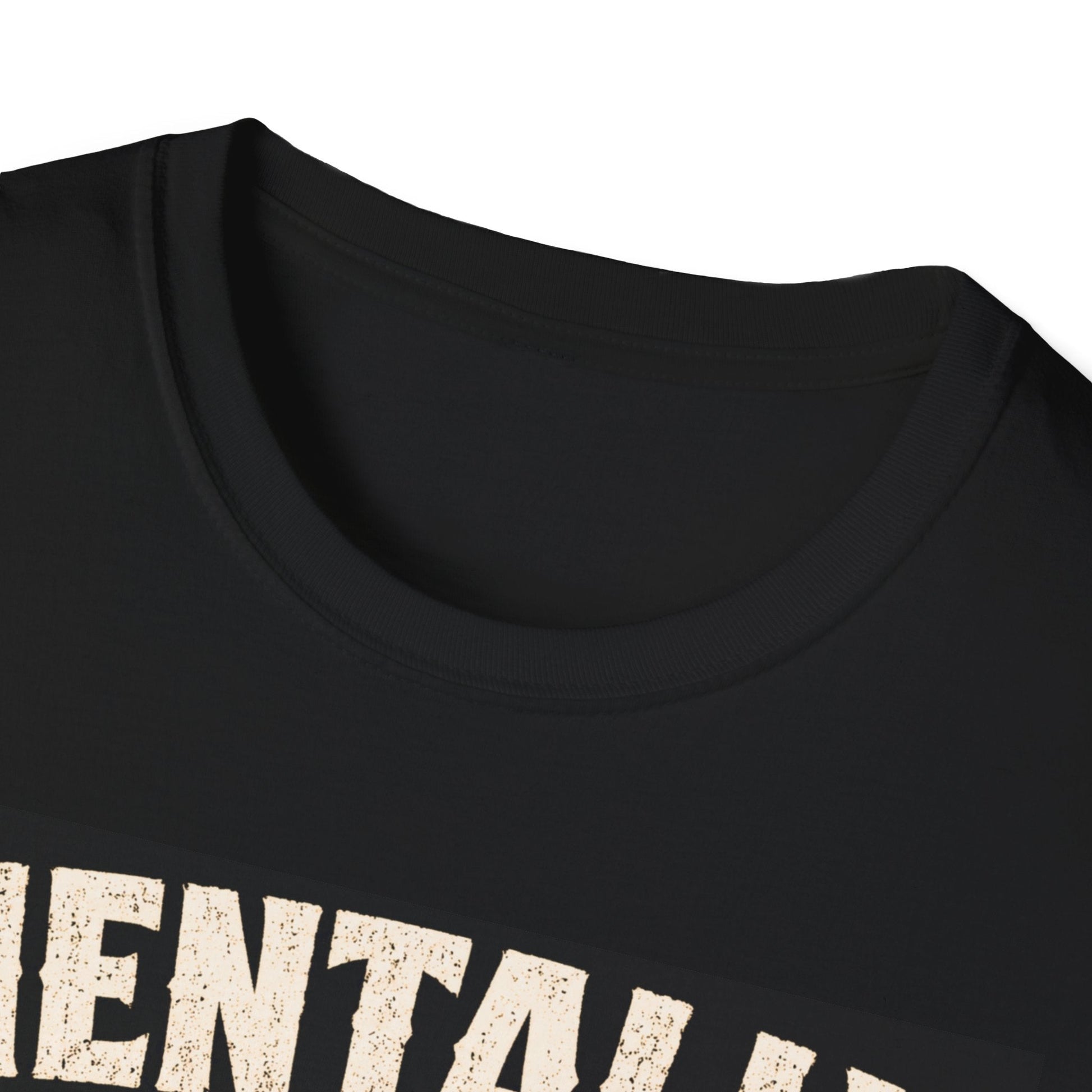 Close-up neckline image of the Mentally on Boxing Day Santa Christmas T-Shirt in black 