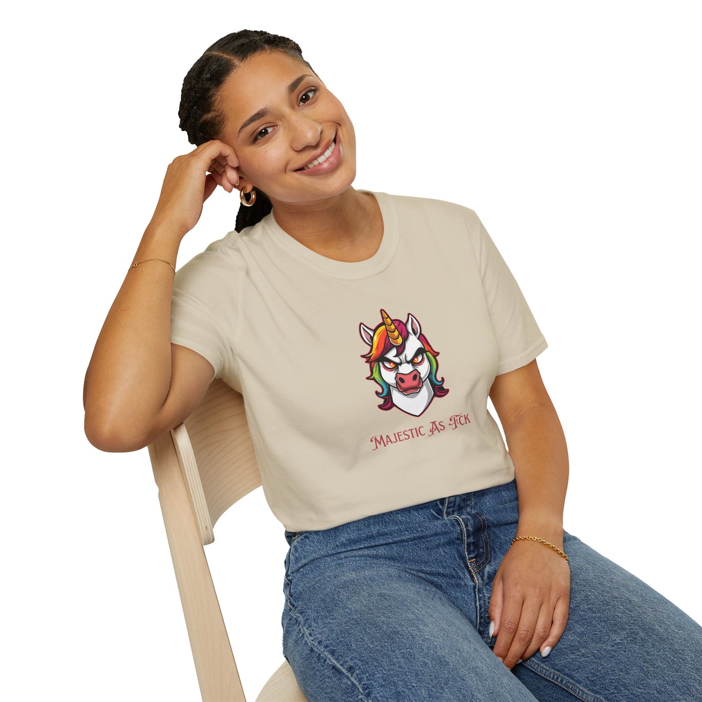 Majestic As Fck Unicorn T-Shirt – Angry Neon Rainbow Unicorn Tee