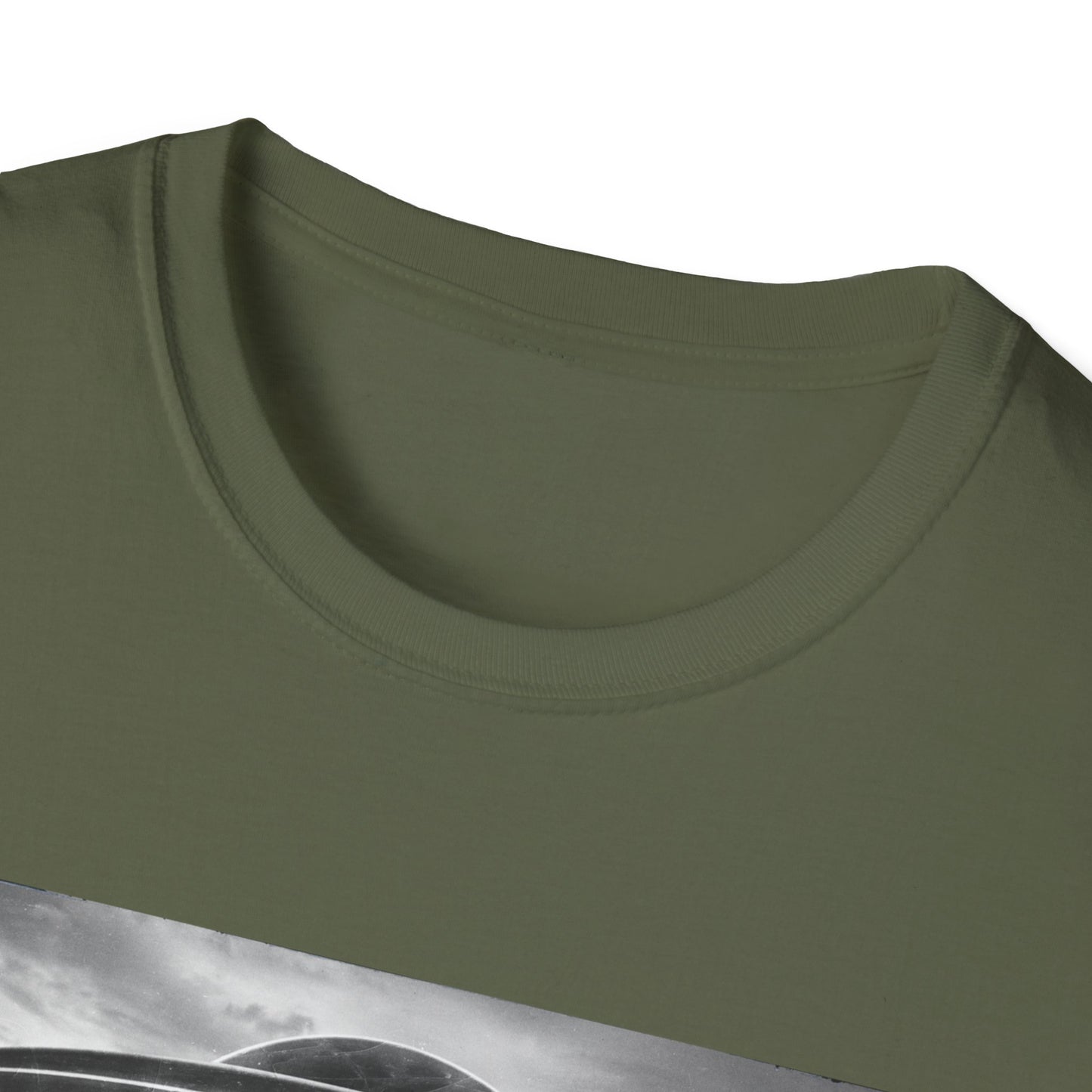 Oh Shit!!!! Cow Abduction T-Shirt  in Military Green - Neckline