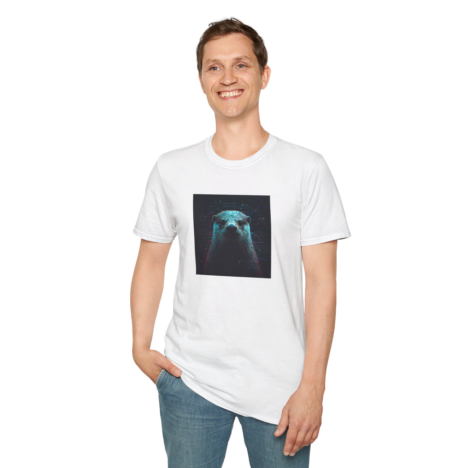 Pixellated Otter T-Shirt with retro gamer otter artwork in White