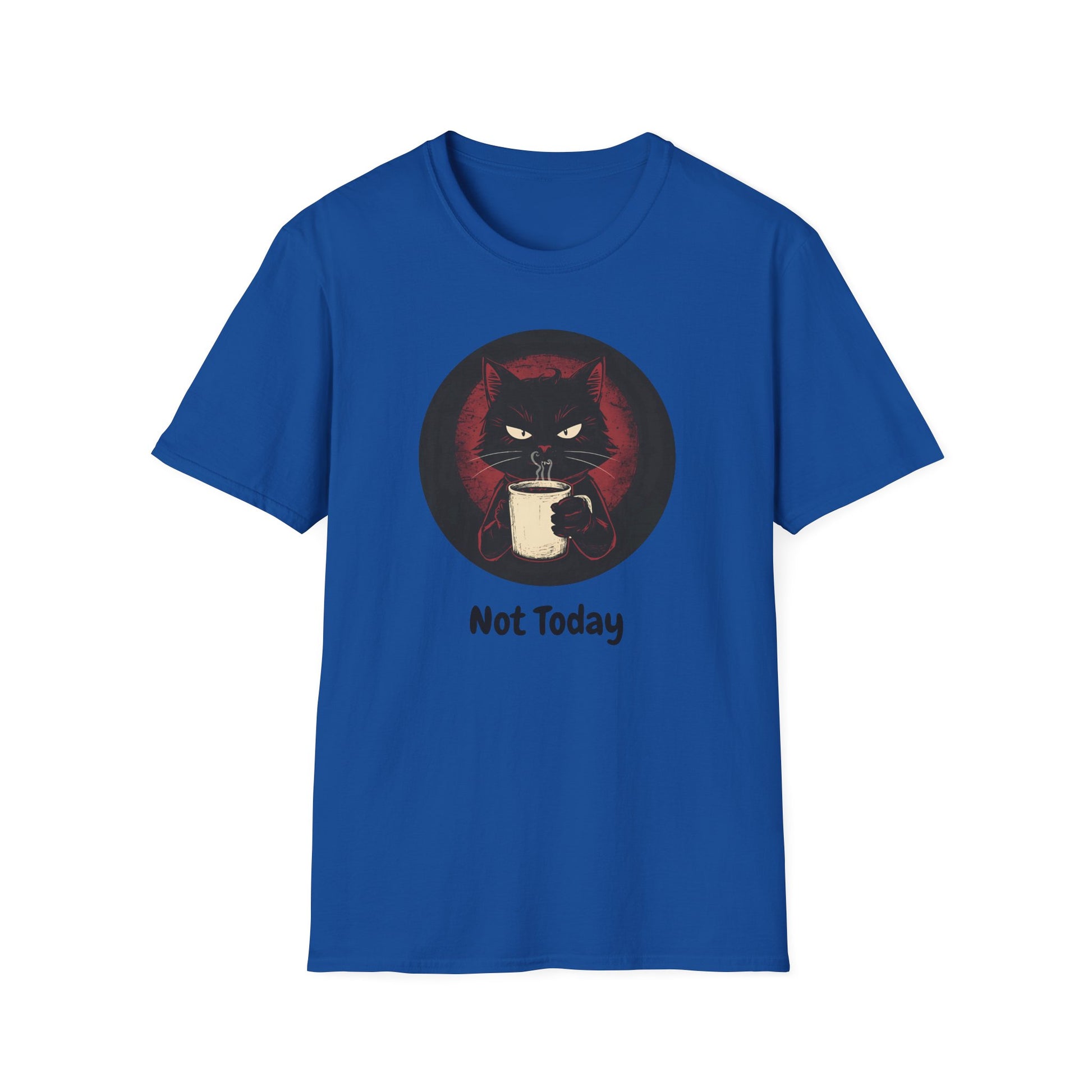 Not Today Cat T-Shirt - Grumpy Cat with Attitude in Royal