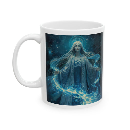 Danu and the Waters – Celtic Goddess Mug - white mug with Danu image