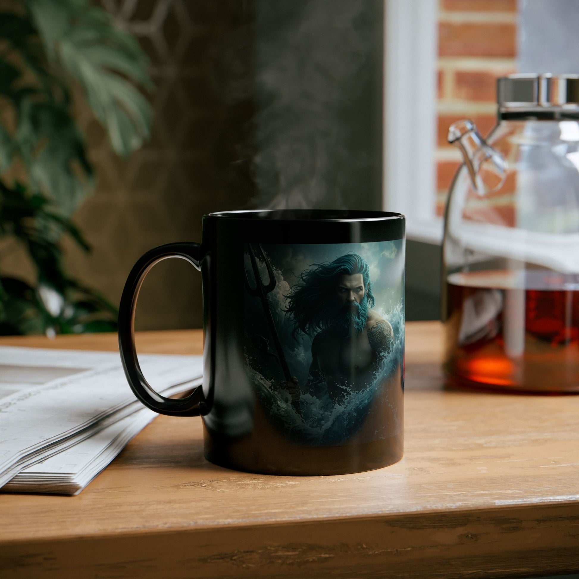 Poseidon Mug with sea god artwork