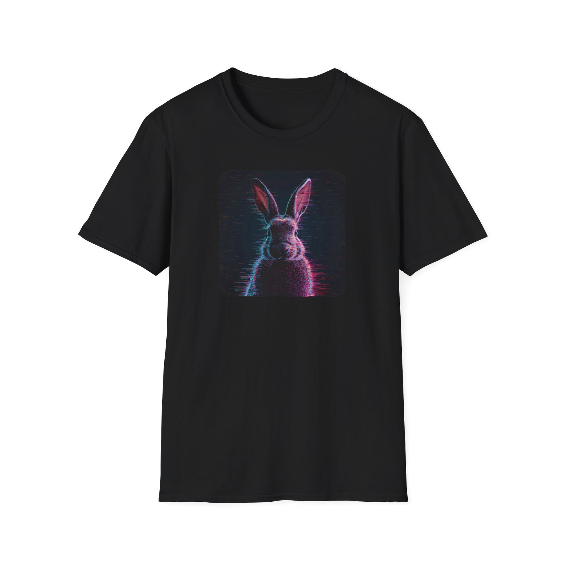 Pixellated Bunny — Hop Level Up Retro Gamer Tee in Black