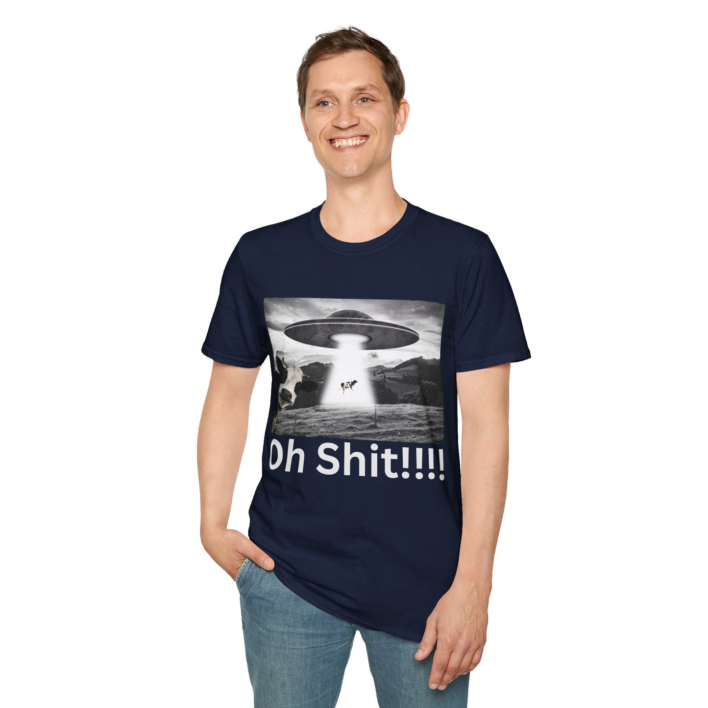 Oh Shit!!!! Cow Abduction T-Shirt in Navy