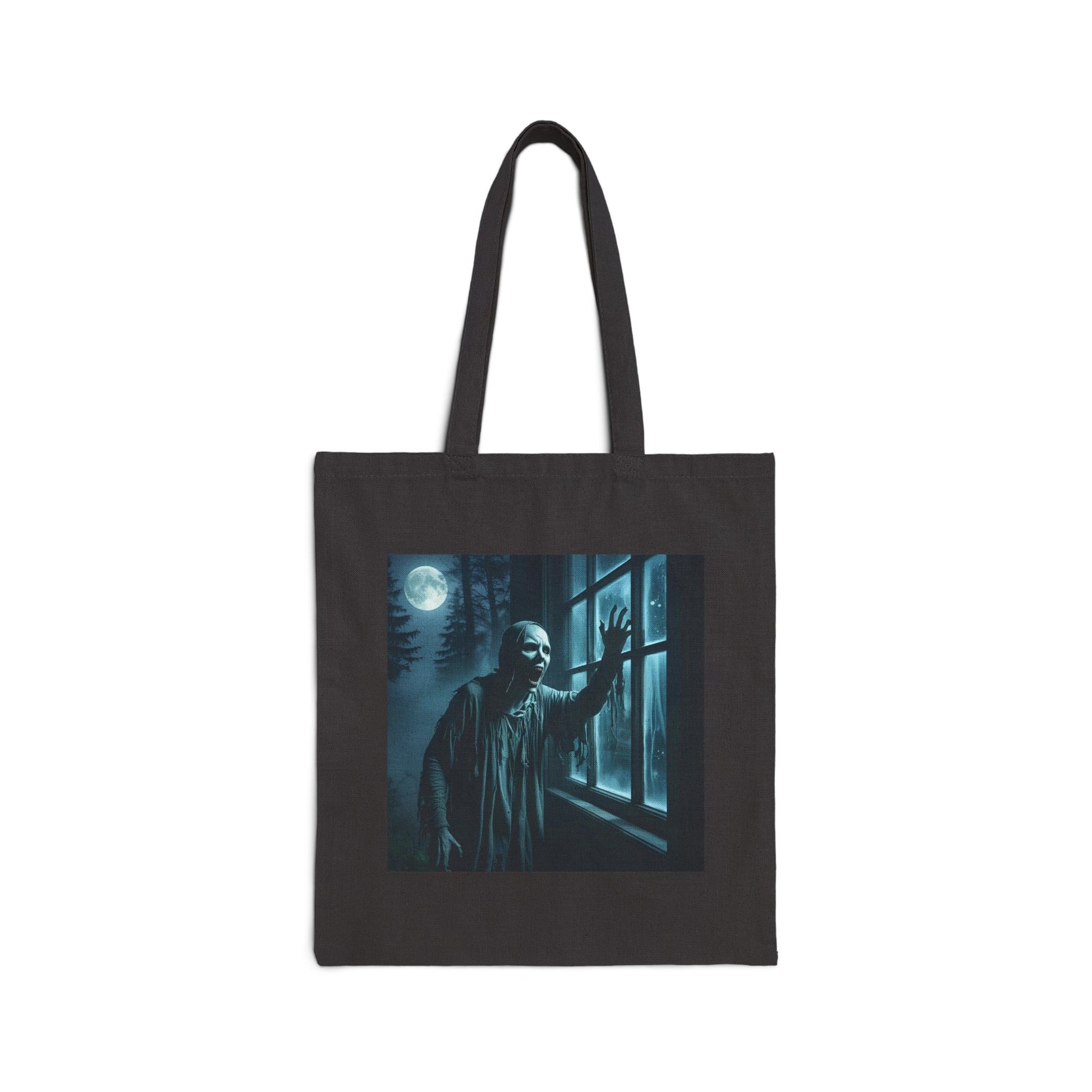 Screaming Ghost Canvas Tote Bag in Black