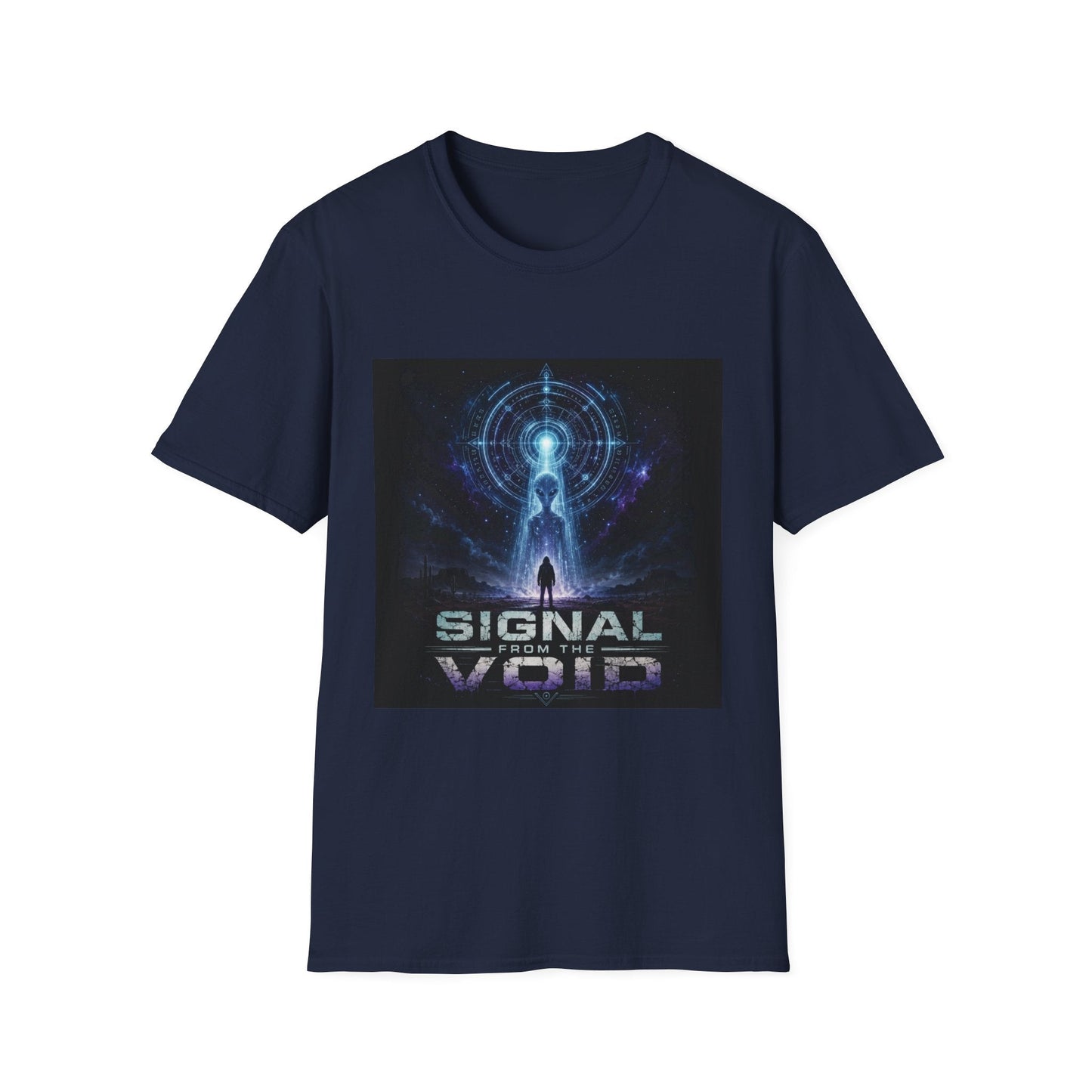 Signal from the Void T-Shirt in navy featuring mysterious alien-inspired sci-fi artwork