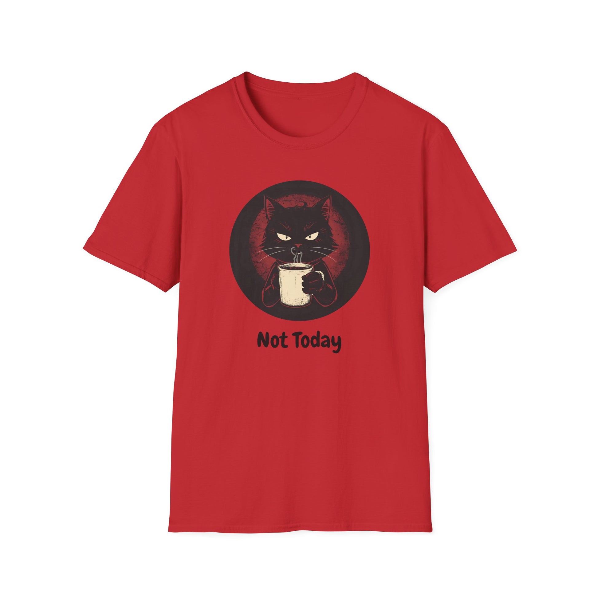 Not Today Cat T-Shirt - Grumpy Cat with Attitude in Red