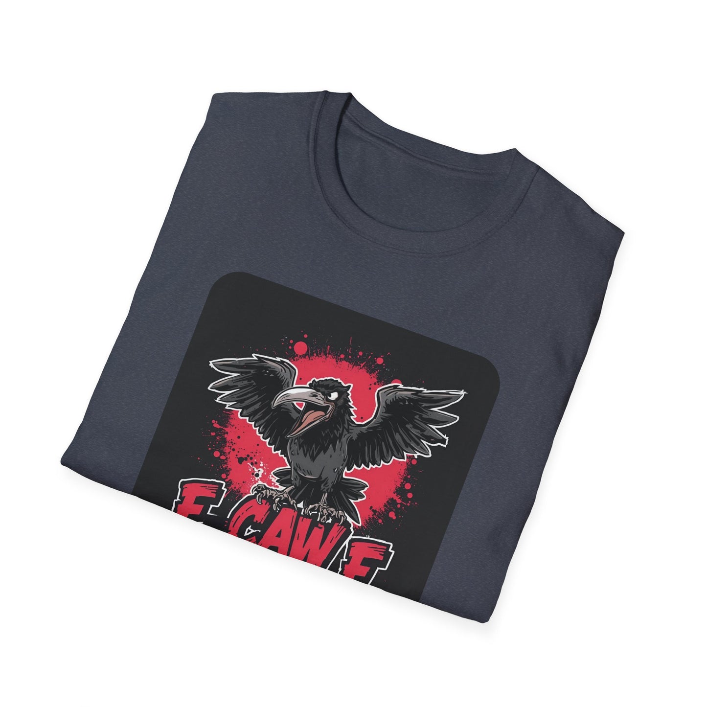 F Caw F – Gothic Crow Attitude T-Shirt in Dark Heather - Folded
