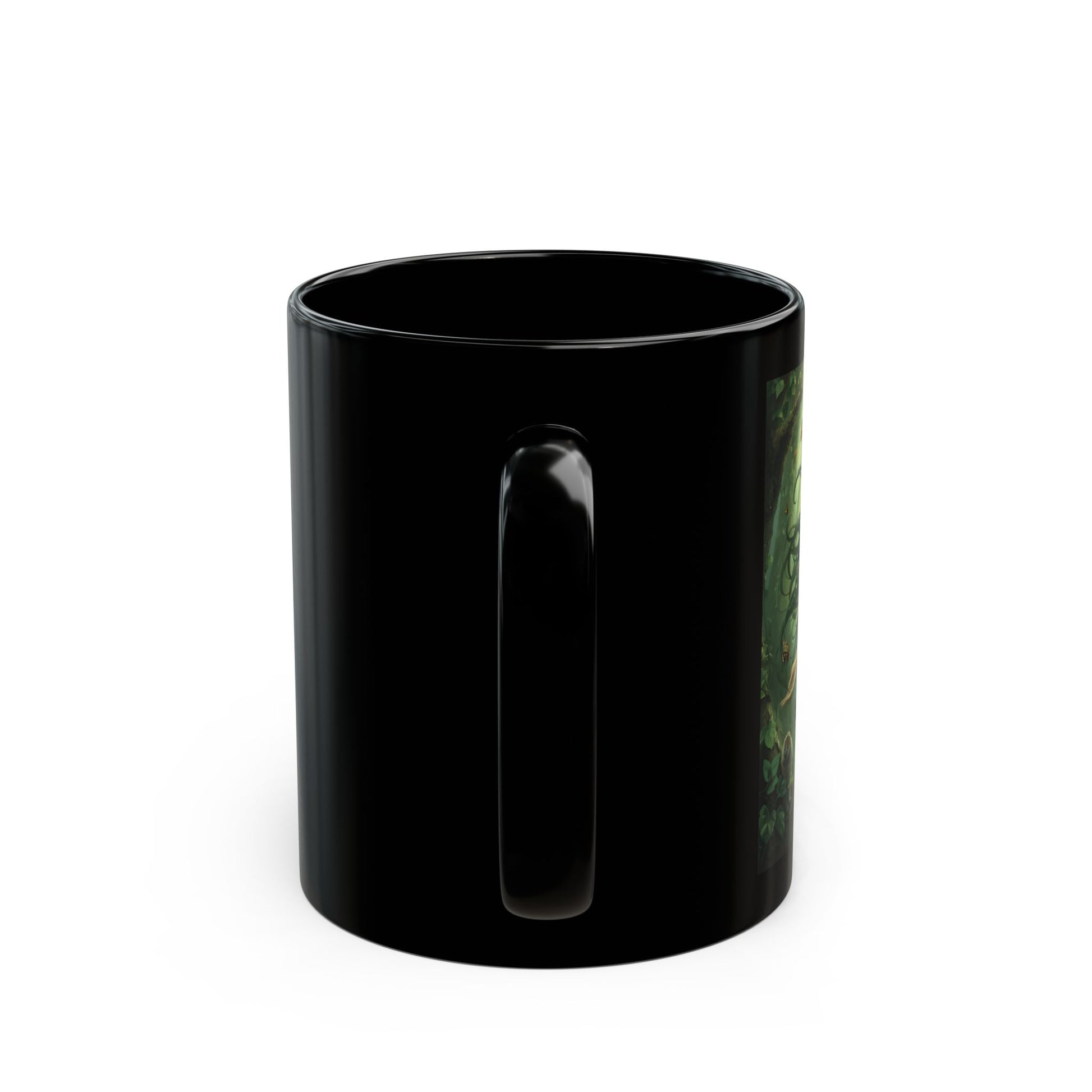 Gaia - Wild Mother Mug - side view - black mug with image of Gaia