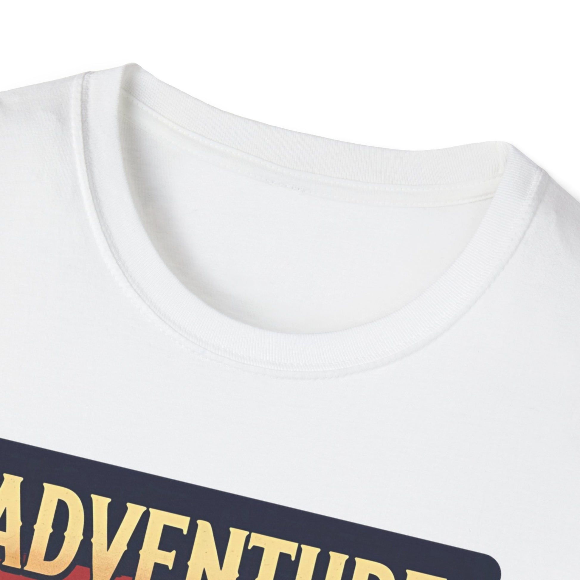 Adventure Awaits - Retro Camper Van Adventure T-Shirt in White - Neckline