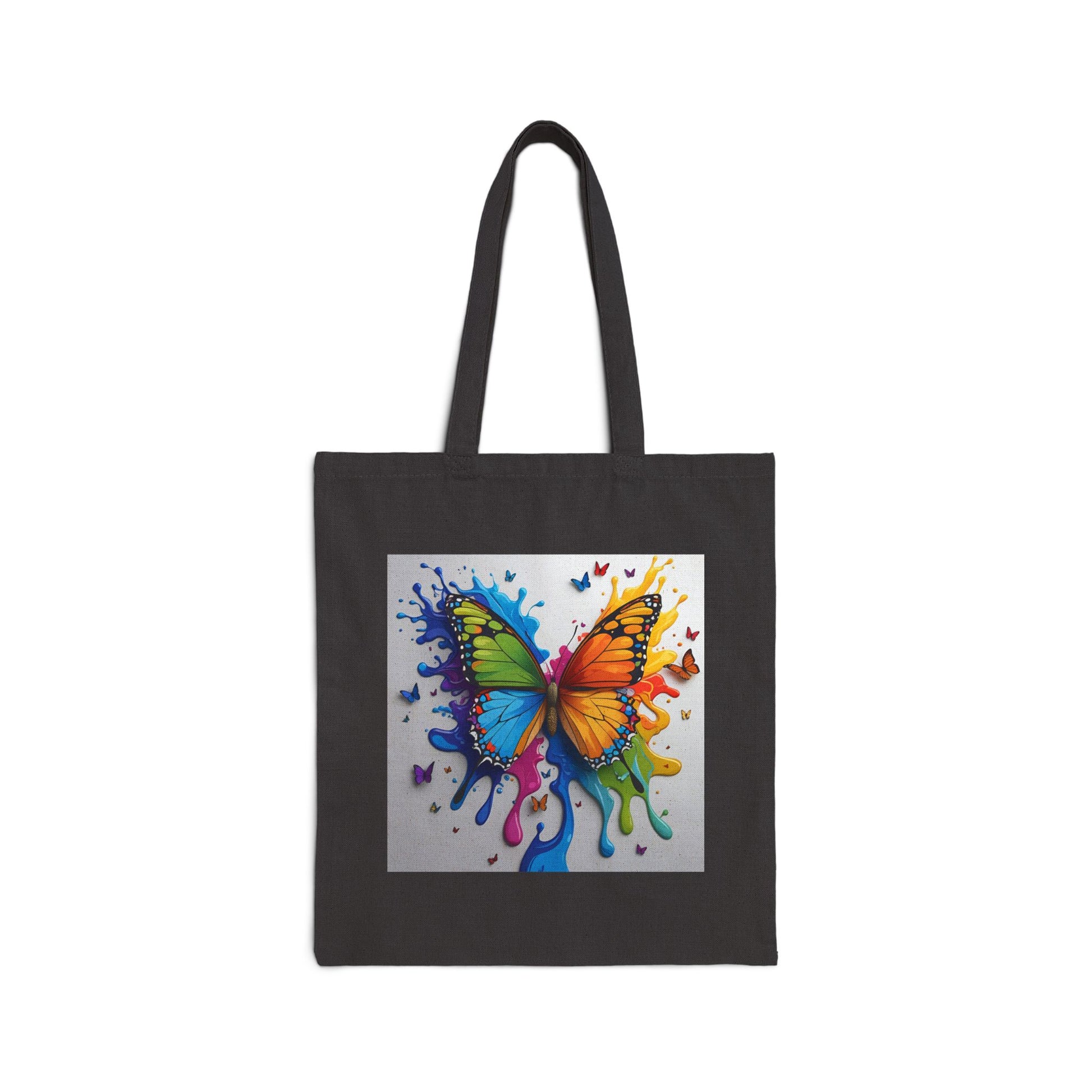 Wings of Colour - Butterfly Canvas Tote Bag in Black