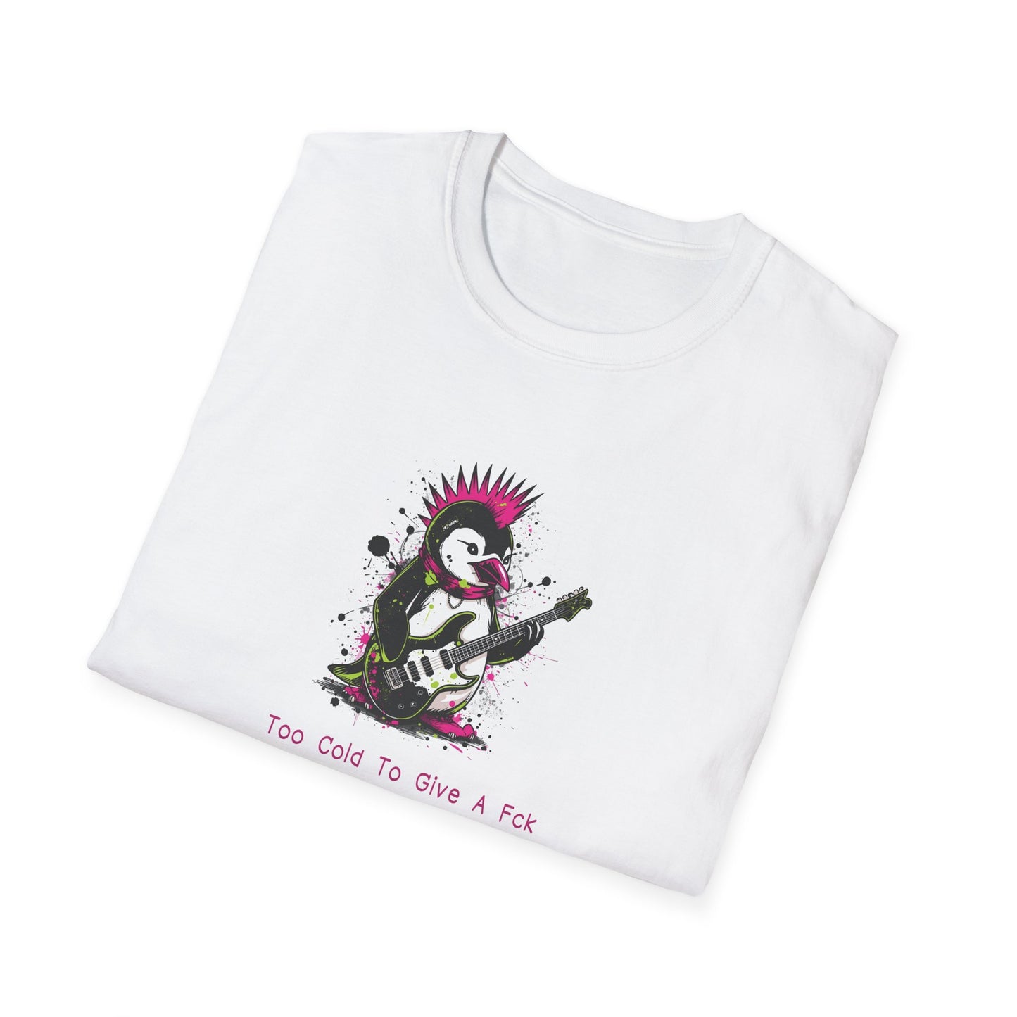 Too Cold To Give A Fck T-Shirt – Punk Penguin Grunge Cartoon Tee