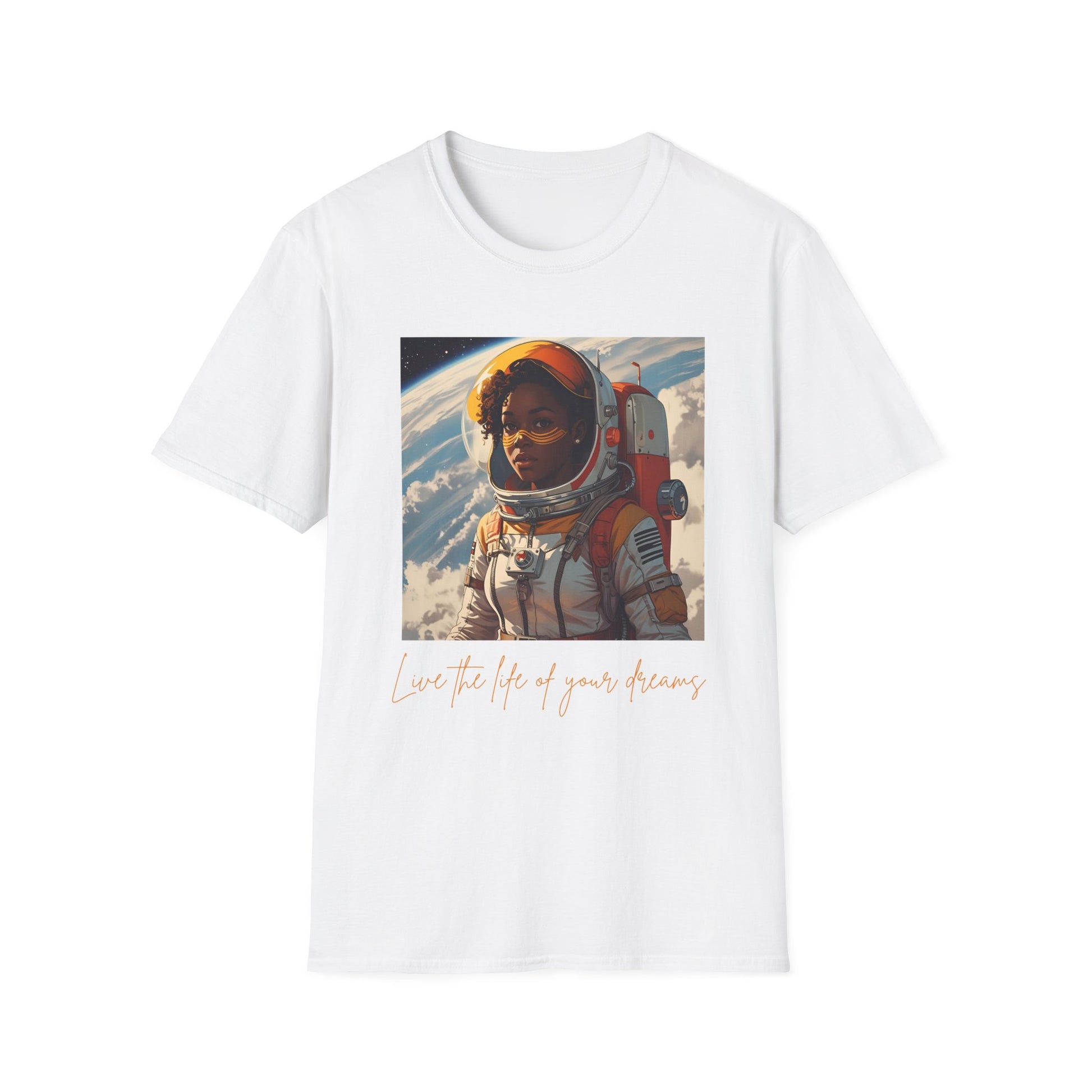 Live the Life of Your Dreams – Cosmic Astronaut Tee in White