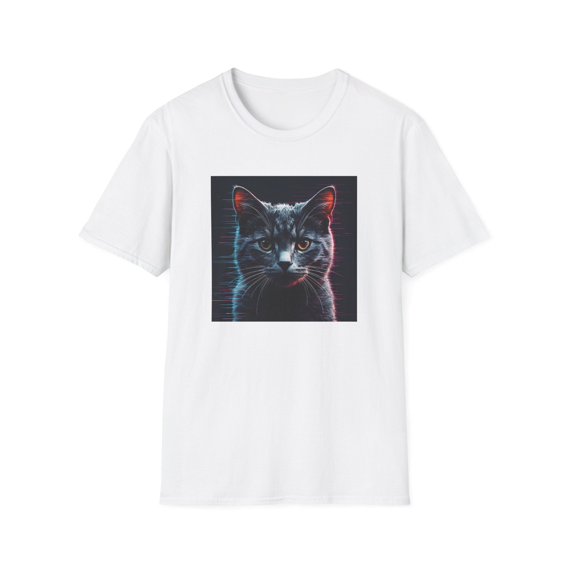 Pixellated Cat - Retro Meow Mode T-Shirt in White