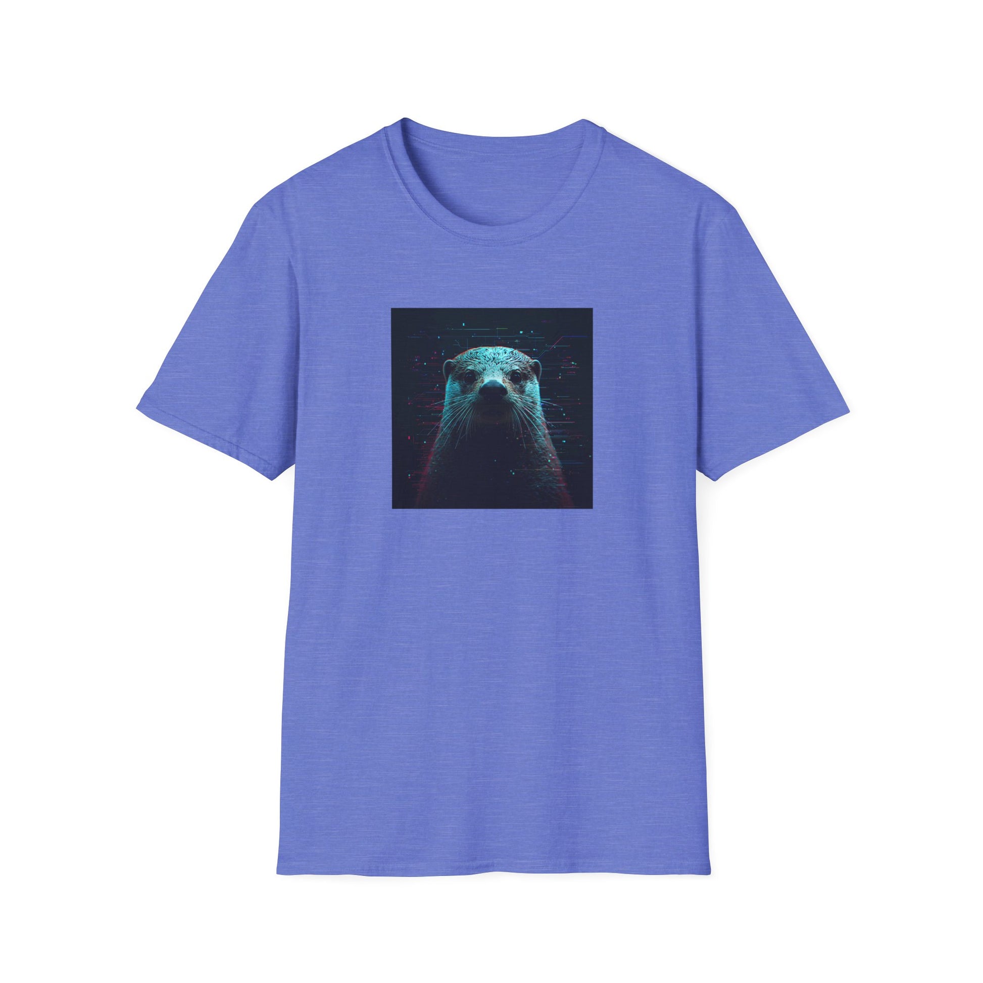Pixellated Otter — Otterly Retro Gamer Tee in Heather Royal