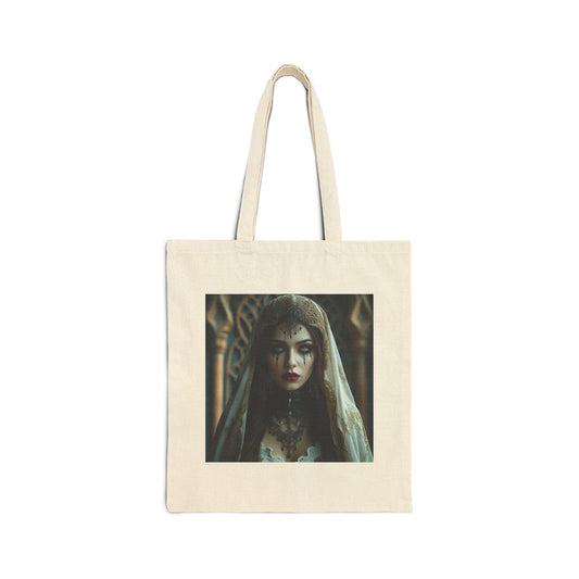 Luna - Gothic Bride Canvas Tote in Natural