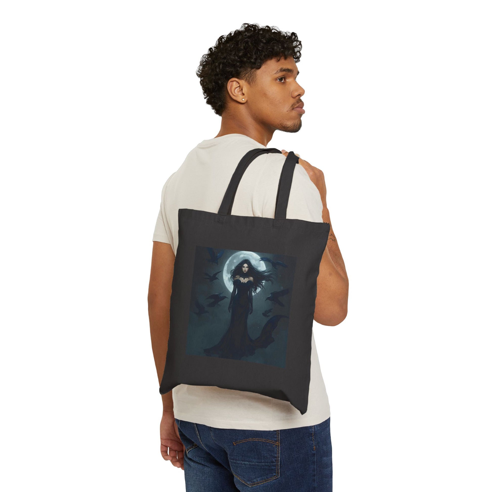 Moonlit Enchantress Tote Bag in Black