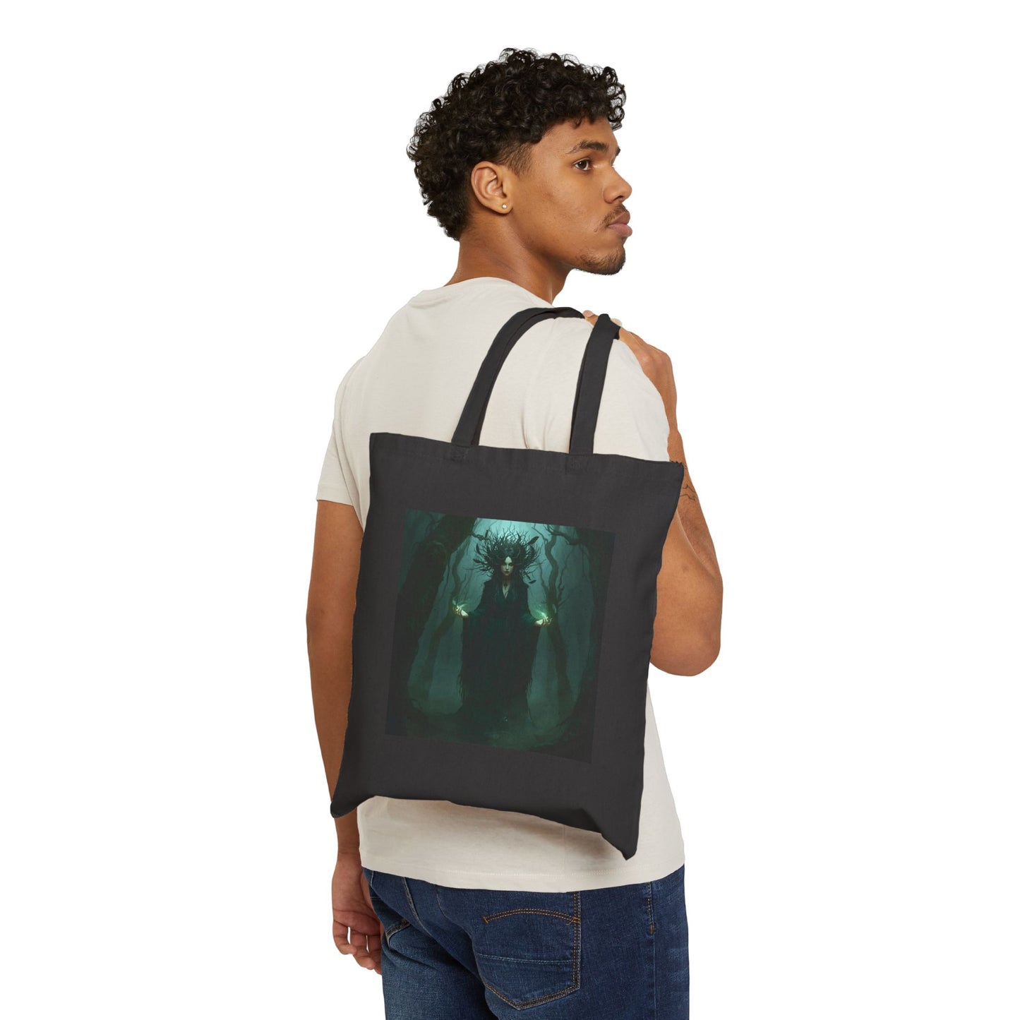 Forest Hex - Canvas Tote Bag in Black