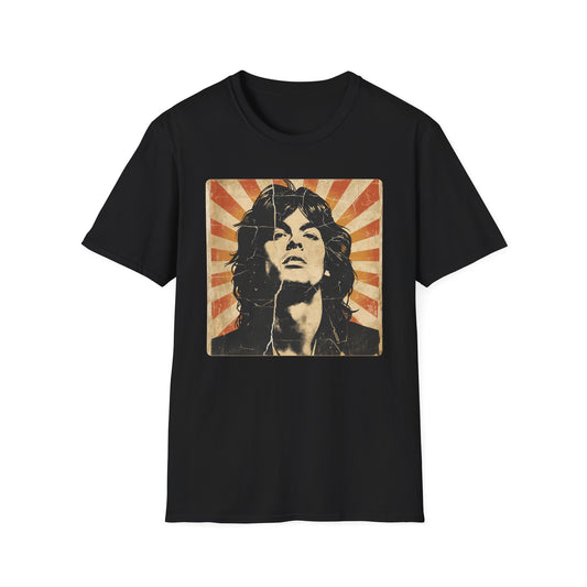 Vintage Rock Legend T-Shirt — Retro Music Icon Headshot Tee in Black