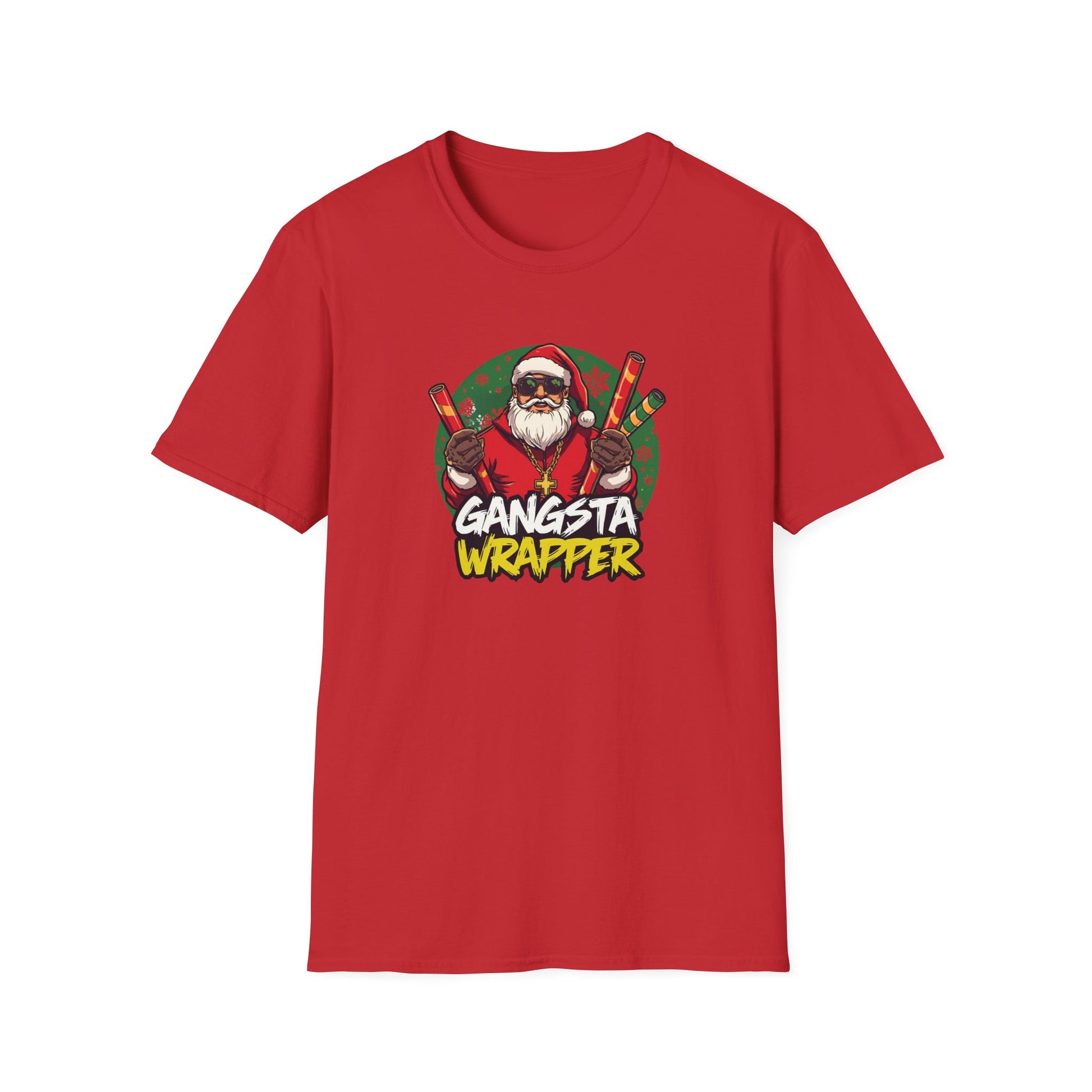 Gangsta Wrapper Santa Street Style T-Shirt in Red