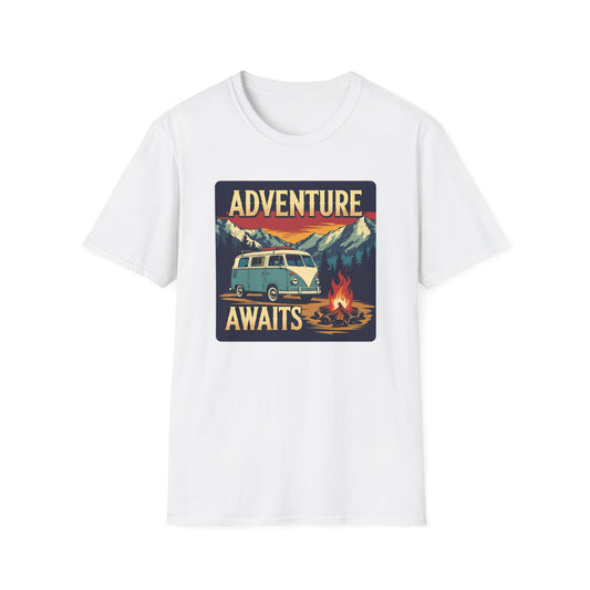 Adventure Awaits - Retro Camper Van Adventure T-Shirt