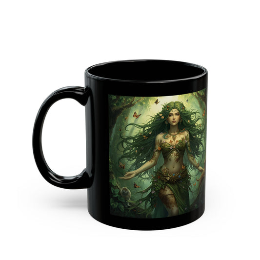Gaia - Wild Mother Mug - black mug with image of Gaia