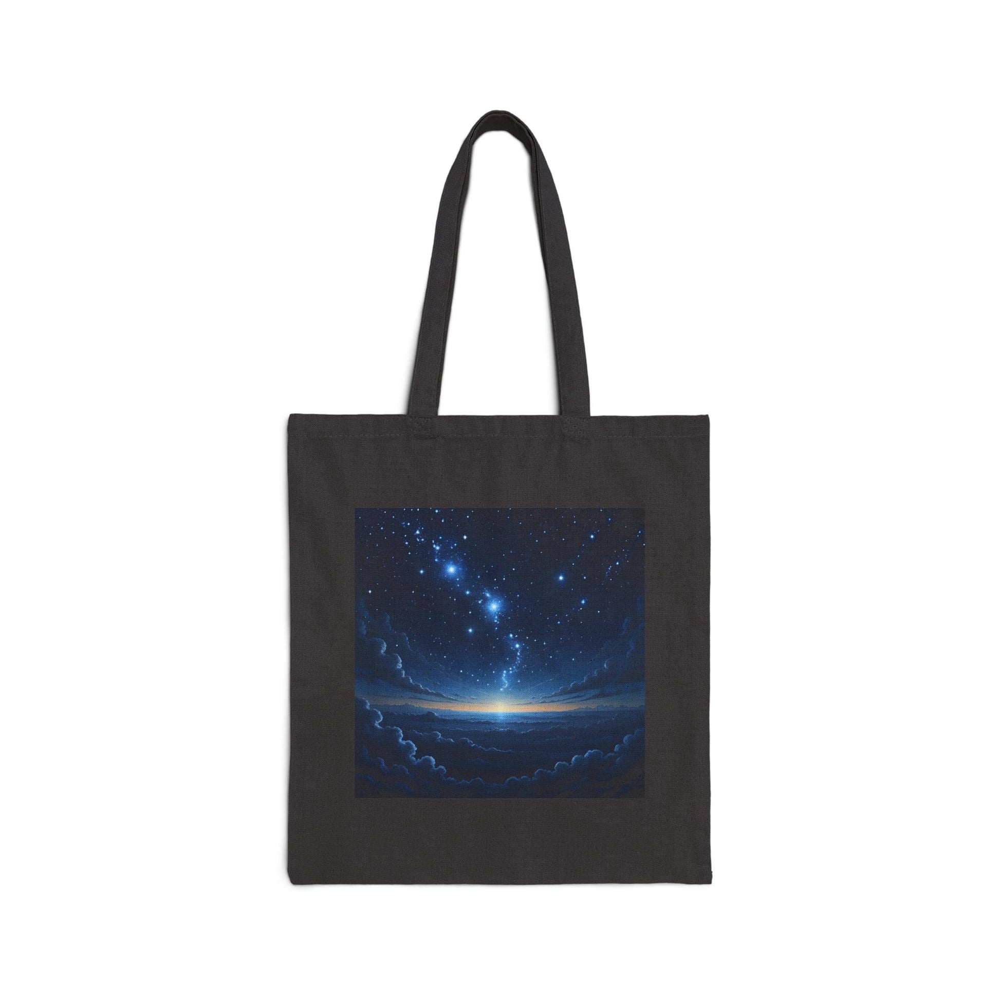Mountain Stargaze Canvas Tote Bag in Black