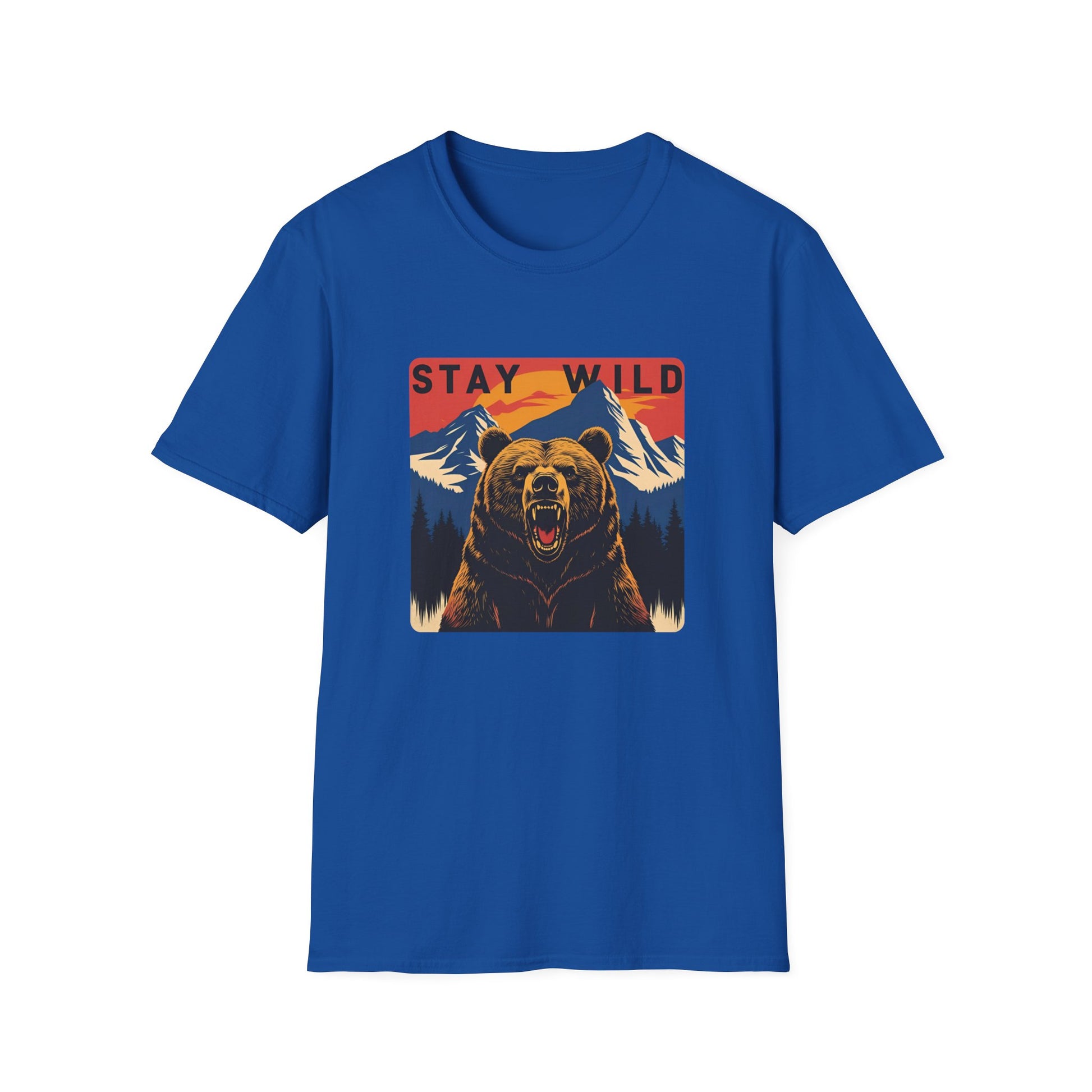Stay Wild - Bear Graphic T-Shirt in Royal