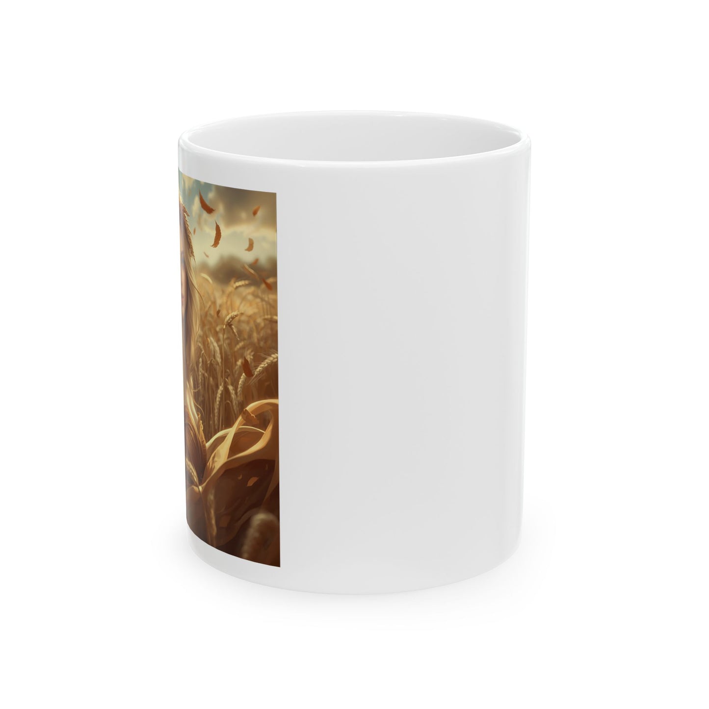 Demeter - Earth Mother Reborn Mug - side view - white mug with image of Demeter