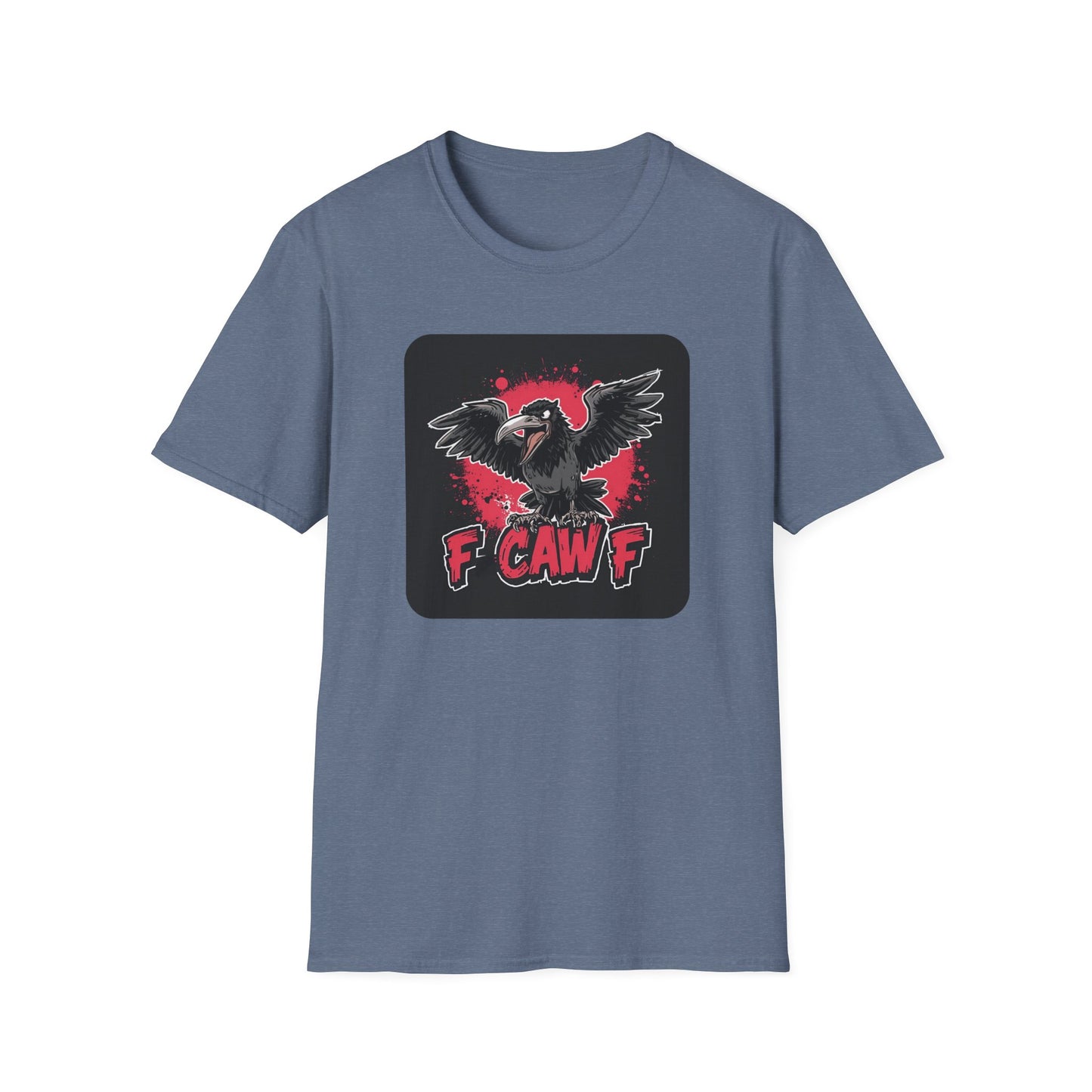 F Caw F – Gothic Crow Attitude T-Shirt in Heather Indigo