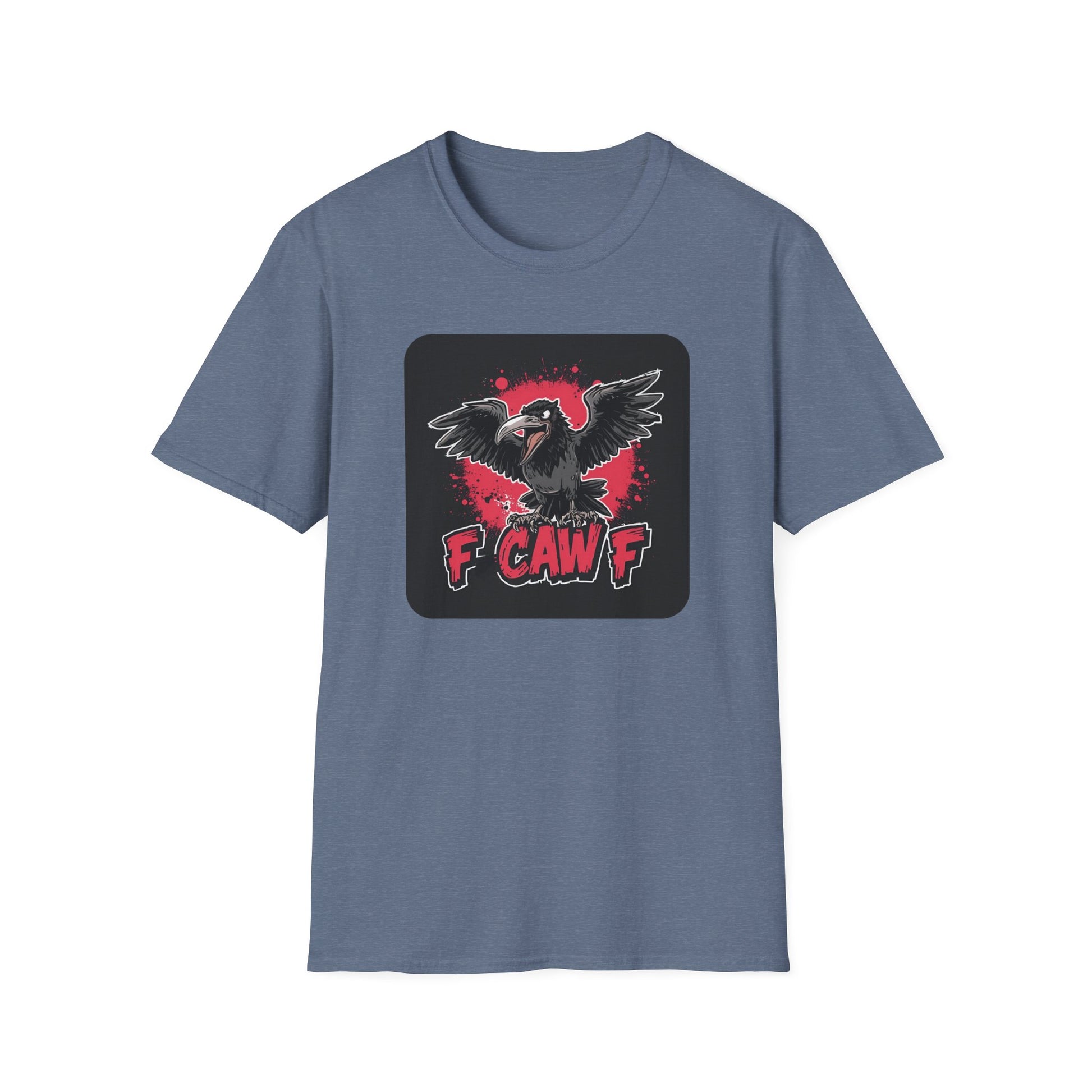 F Caw F – Gothic Crow Attitude T-Shirt in Heather Indigo