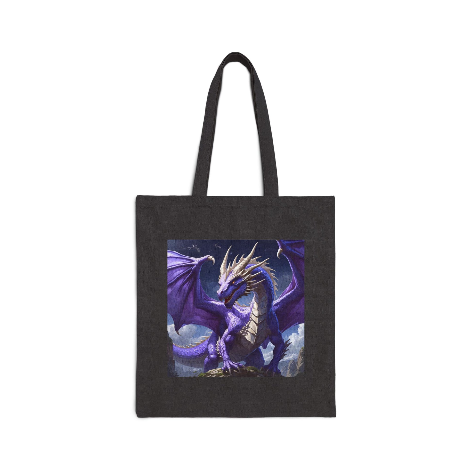 Empowering Purple Dragon Canvas Tote in Black