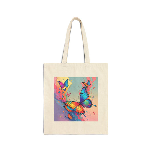Sky Dancers – Watercolor Butterfly Symphony Tote Bag in Natural
