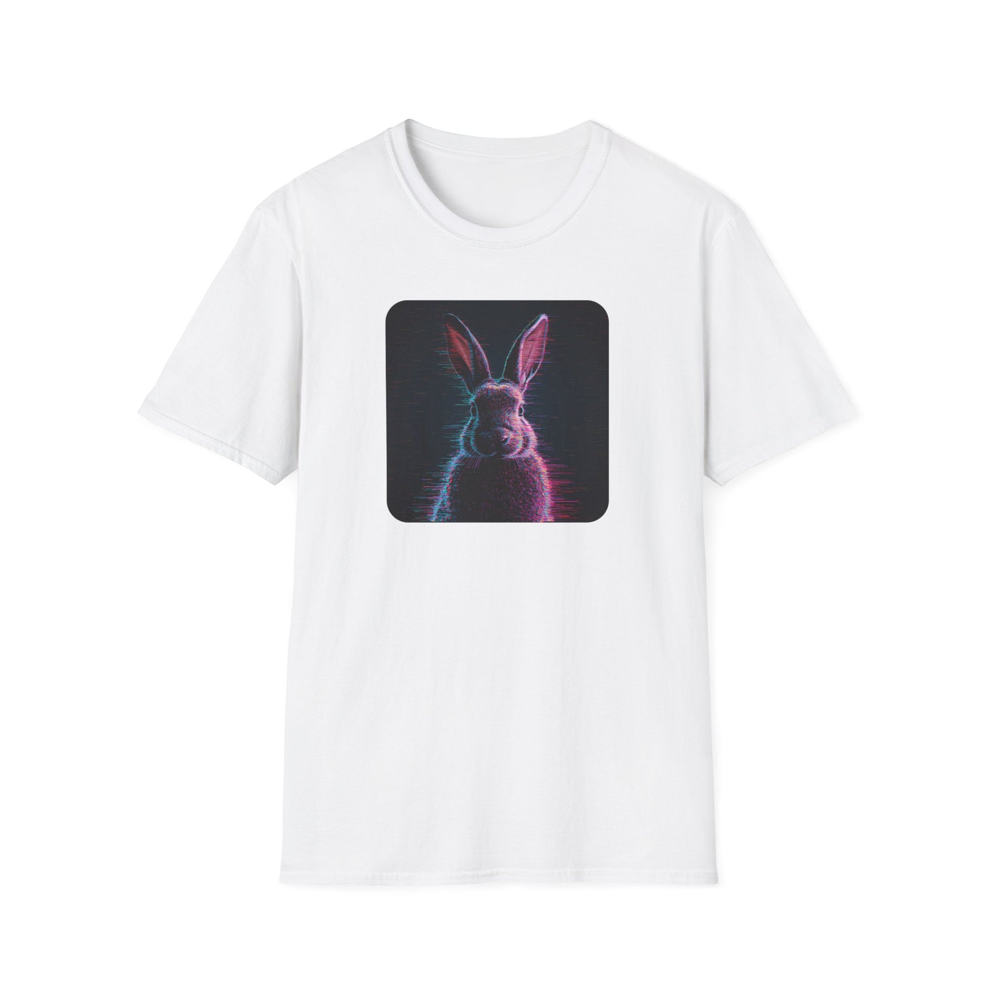 Pixellated Bunny — Hop Level Up Retro Gamer Tee in White
