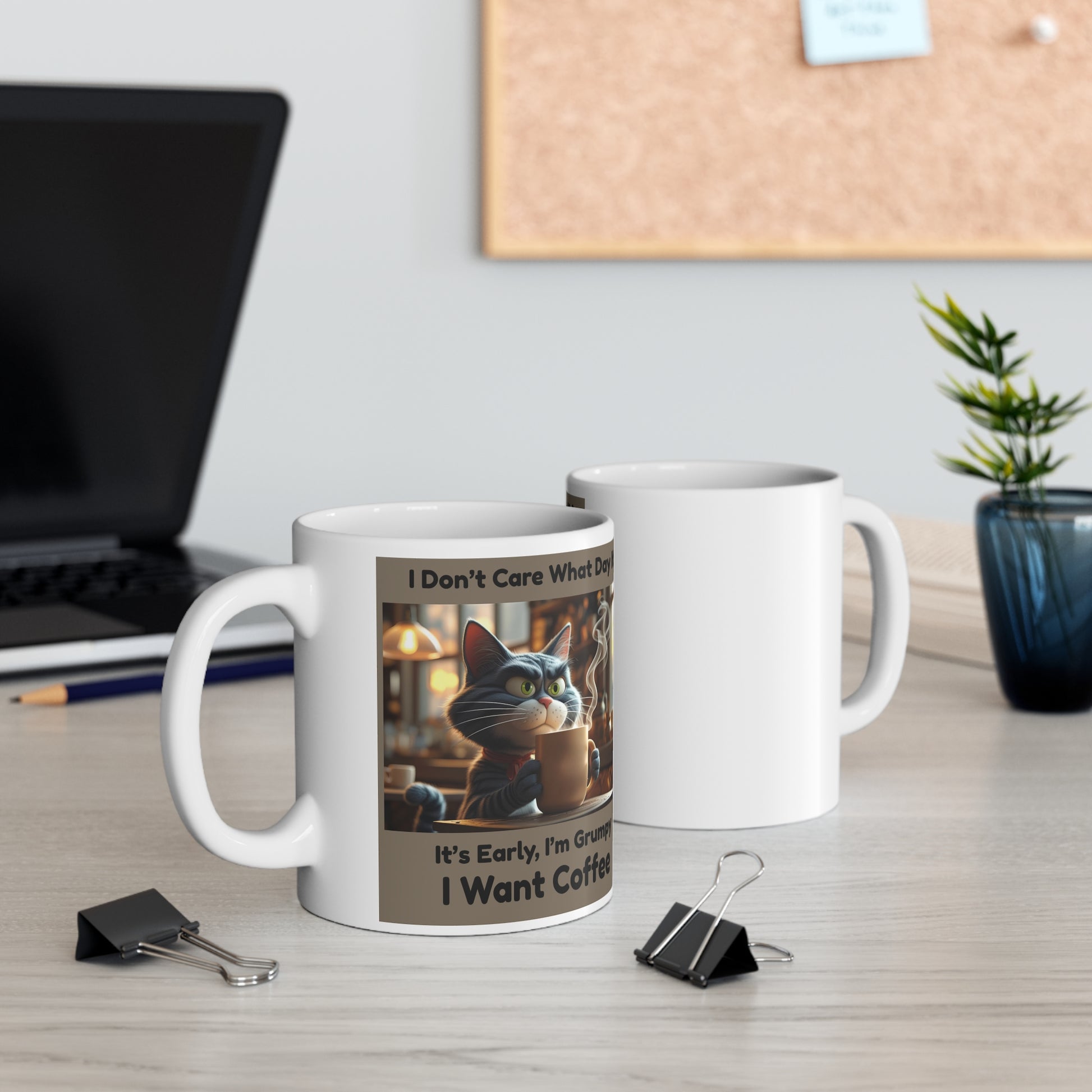 Grump Mode: Activated – Morning Cat Mug - front and back view