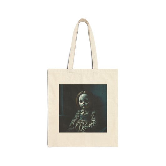 Mary Beth - Spooky Antique Doll Canvas Tote in Natural