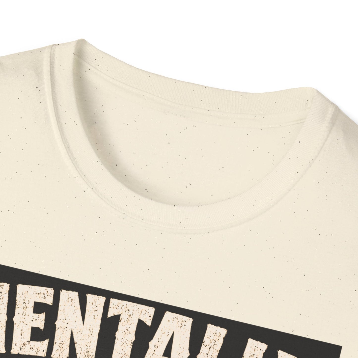 Close-up neckline image of the Mentally on Boxing Day Santa Christmas T-Shirt in natural