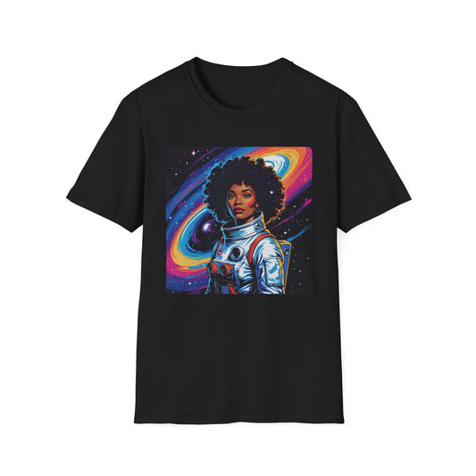 Explore Beyond – Cosmic Graffiti Astronaut Tee in Black