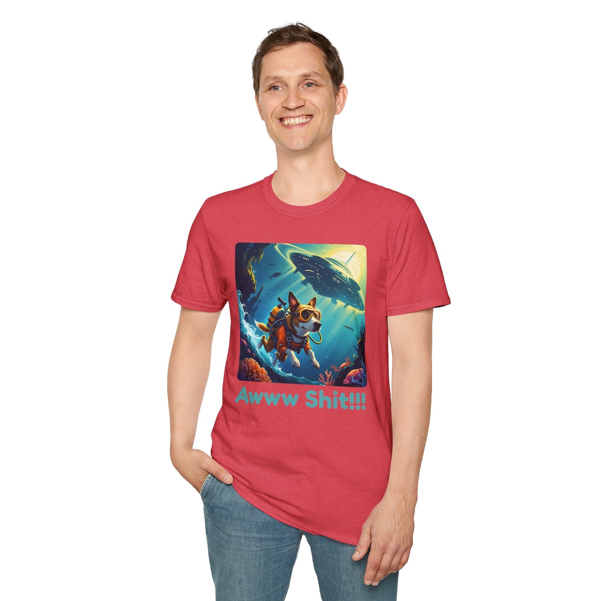 Awww Shit!!! UFO Encounter T-Shirt in Heather Red