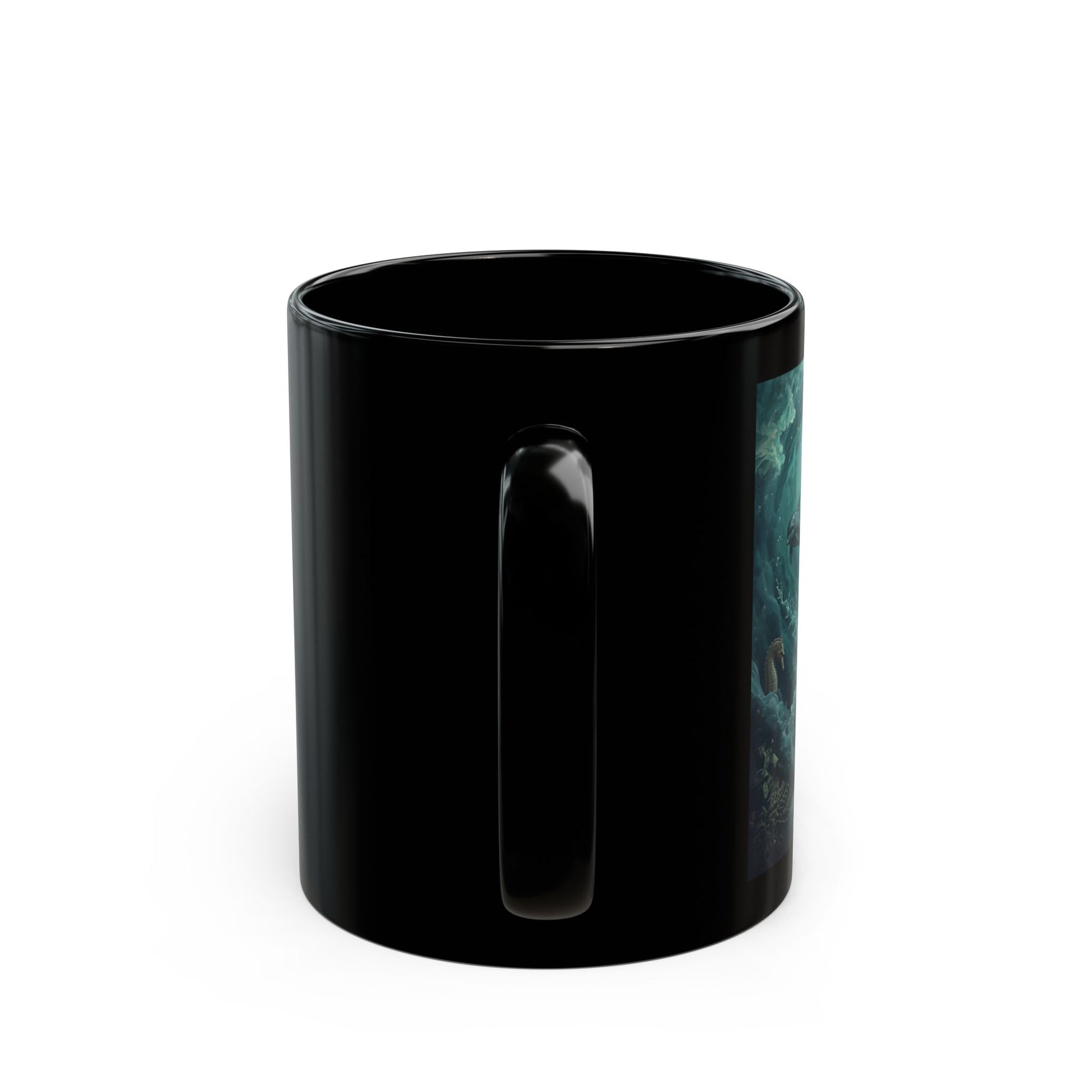 Amphitrite – Queen of the Sea - side view - black mug with Amphitrite image