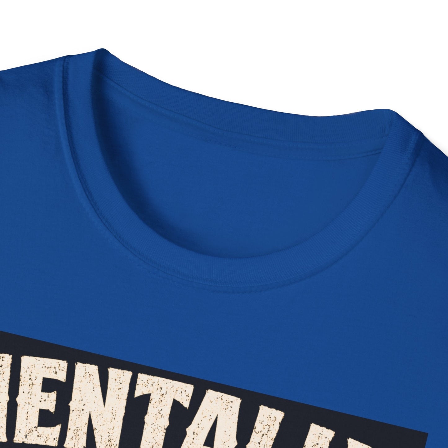 Close-up neckline image of the Mentally on Boxing Day Santa Christmas T-Shirt in royal